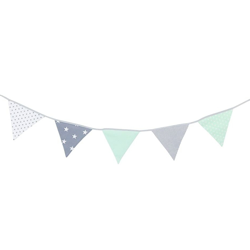 guirnalda de tela: 1,25 m; 3 banderines; decoración para la habitación de los niños; fiestas de bienvenida para bebés Guirnalda de banderines de ULLENBOOM ® con estrellas azules 